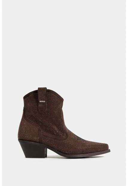 Botines Tacón Viana De Cuero Para Mujer Sesgos Contraste Botines Tacón Viana De Cuero Para Mujer Sesgos Contraste Cafe 37 VÉLEZ