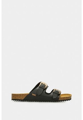 Sandalia Plana Pilos De Cuero Para Mujer Suela Corcho Sandalia Plana Pilos De Cuero Para Mujer Suela Corcho Negro 37 VÉLEZ