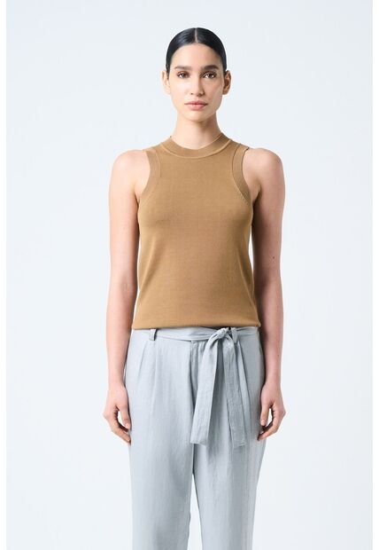Top Tank Tejido Rectilíneo Para Mujer Manga Sisa Top Tank Tejido Rectilíneo Para Mujer Manga Sisa Miel L VÉLEZ