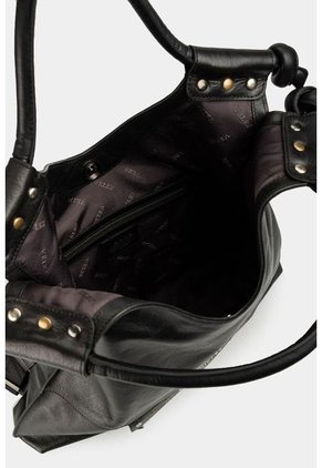 Shopping Amatista De Cuero Para Mujer Detalle De Taches Metálicos