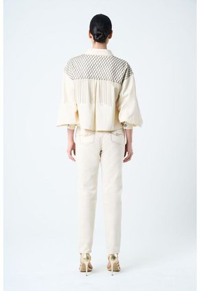 Chaqueta Alhena En Tejido Plano Para Mujer Bordado Millaré Chaqueta Alhena En Tejido Plano Para Mujer Bordado Millaré Crema M VÉLEZ