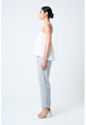 Camisa Canes Fit Holgado Para Mujer Detalle Trenzado Camisa Canes Fit Holgado Para Mujer Detalle Trenzado Crema M VÉLEZ