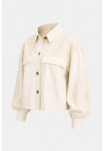 Chaqueta Aguamarina De Tela Para Mujer Bordados En Gamuza Chaqueta Aguamarina De Tela Para Mujer Bordados En Gamuza Blanco L VÉLEZ Vélez