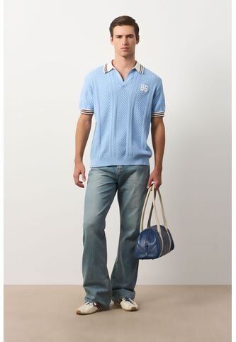 Polo Manga Corta Para Hombre Polo Manga Corta Para Hombre Azul Claro M VÉLEZ Vélez