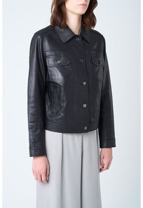 Chaqueta Kalaha De Cuero Para Mujer Silueta Trucker Chaqueta Kalaha De Cuero Para Mujer Silueta Trucker Negro S VÉLEZ