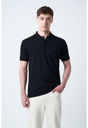 Polo Para Hombre Semi Fit Detalle Jacquard Polo Para Hombre Semi Fit Detalle Jacquard Negro L VÉLEZ