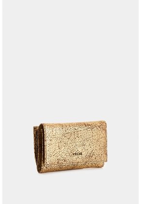 Billetera De Cuero Folia Para Mujer Real Billetera De Cuero Folia Para Mujer Real Dorado VÉLEZ