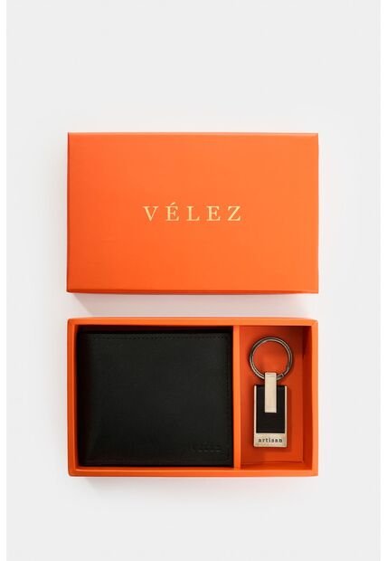 Kit Billetera + Llavero De Cuero Para Hombre Boyeros 2 Kit Billetera + Llavero De Cuero Para Hombre Boyeros 2 Negro VÉLEZ