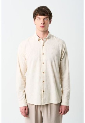 Camisa Manga Larga Semi Fitted Para Hombre Asiri Camisa Manga Larga Semi Fitted Para Hombre Asiri Crema M VÉLEZ