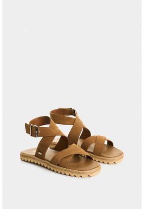 Sandalia Plana Orbi 2.0 De Cuero Para Mujer Detalle Yute Sandalia Plana Orbi 2.0 De Cuero Para Mujer Detalle Yute Miel 34 VÉLEZ