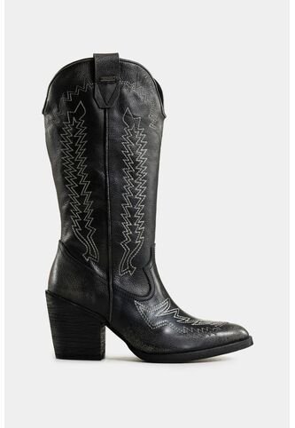 Botas Texanas Riveros De Cuero Para Mujer Bordado Decorativo Botas Texanas Riveros De Cuero Para Mujer Bordado Decorativo Negro 37 VÉLEZ Vélez