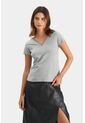 Camiseta Básica Para Mujer Millaré Metálico Decorativo Camiseta Básica Para Mujer Millaré Metálico Decorativo Gris XS VÉLEZ de Vélez