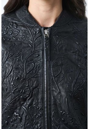 Bomber De Cuero Repujado Para Mujer Sira Bomber De Cuero Repujado Para Mujer Sira Negro XL VÉLEZ