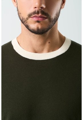 Camiseta Tejida Manga Corta Para Hombre Luminia Camiseta Tejida Manga Corta Para Hombre Luminia Verde Oliva XS VÉLEZ