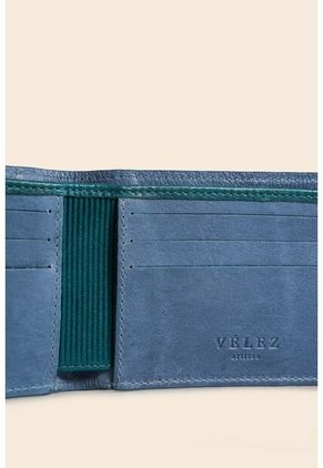 Billetera Lunar De Cuero Para Hombre Contraste De Color Billetera Lunar De Cuero Para Hombre Contraste De Color Azul Claro Vélez