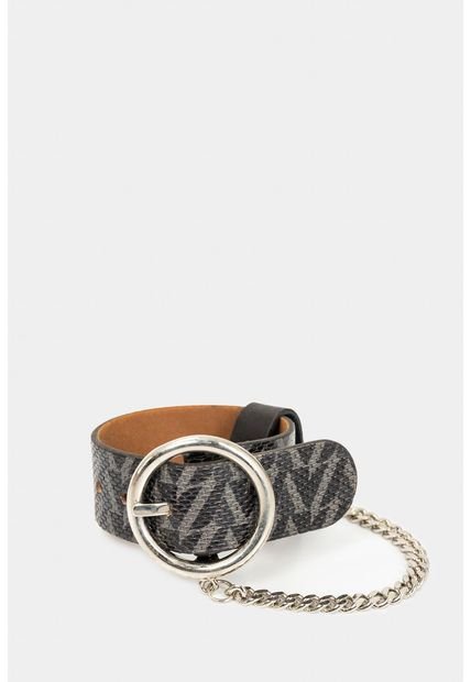 Manilla VZ Cocuy De Cuero Para Mujer Estampado Y Cadena Negro