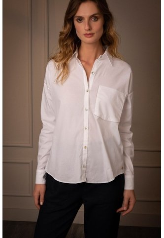Camisa Basic Para Mujer Popelina Manga Larga Blanco Camisa Basic Para Mujer Popelina Manga Larga Blanco VÉLEZ Vélez