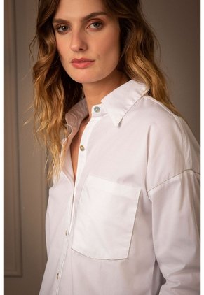 Camisa Basic Para Mujer Popelina Manga Larga Blanco Camisa Basic Para Mujer Popelina Manga Larga Blanco VÉLEZ