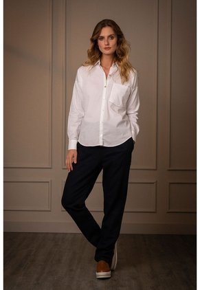 Camisa Basic Para Mujer Popelina Manga Larga Blanco Camisa Basic Para Mujer Popelina Manga Larga Blanco VÉLEZ