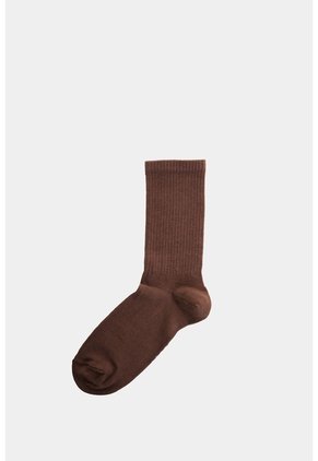 Calcetines Media Pierna Acanalado Para Hombre Diseño Deportivo Calcetines Media Pierna Acanalado Para Hombre Diseño Deportivo Cafe XS VÉLEZ