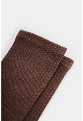 Calcetines Media Pierna Acanalado Para Hombre Diseño Deportivo Calcetines Media Pierna Acanalado Para Hombre Diseño Deportivo Cafe XS VÉLEZ