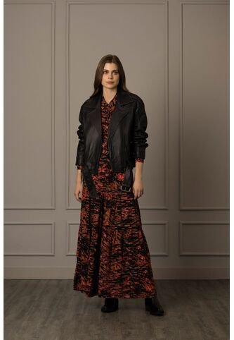 Chaqueta Biker Oversized Unisex En Cuero Ovino Chaqueta Biker Oversized Unisex En Cuero Ovino Negro XX VÉLEZ Vélez