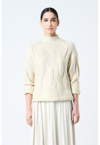 Sweater Rock En Tejido Rectilíneo Para Mujer Efecto Metalizado Sweater Rock En Tejido Rectilíneo Para Mujer Efecto Metalizado Dorado XL VÉLEZ Vélez