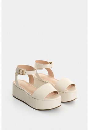 Sandalia Plataforma De Cuero Para Mujer Soren Sandalia Plataforma De Cuero Para Mujer Soren Beige 35 VÉLEZ