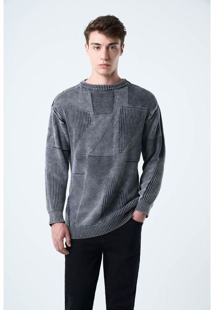 Sweater Tejido Triángulos Para Hombre Semi Ajustado Sweater Tejido Triángulos Para Hombre Semi Ajustado Gris M Vélez