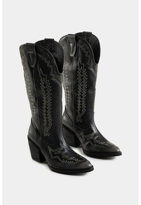 Botas Texanas Riveros De Cuero Para Mujer Bordado Decorativo Botas Texanas Riveros De Cuero Para Mujer Bordado Decorativo Negro 41 VÉLEZ