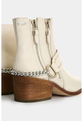 Botines Silueta Texana De Cuero Para Mujer Saturno Botines Silueta Texana De Cuero Para Mujer Saturno Beige 36 VÉLEZ