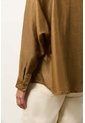 Camisa Peonia En Lino Con Acabado Metalizado Para Mujer Oversized Camisa Peonia En Lino Con Acabado Metalizado Para Mujer Oversized Bronce M VÉLEZ de Vélez