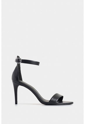 Sandalia Tacón Clavel De Cuero Para Mujer Amarre Al Tobillo Sandalia Tacón Clavel De Cuero Para Mujer Amarre Al Tobillo Negro 34 VÉLEZ