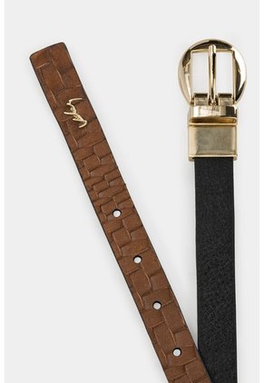 Cinturón Doble Faz Taipei De Cuero Para Mujer Mezcla De Texturas Cinturón Doble Faz Taipei De Cuero Para Mujer Mezcla De Texturas Negro S VÉLEZ
