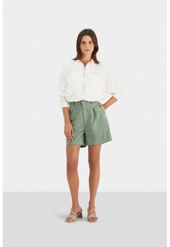 Short Ciboria De Cuero Gamuza Para Mujer Tiro Alto Short Ciboria De Cuero Gamuza Para Mujer Tiro Alto Agua Marina 12 VÉLEZ Vélez