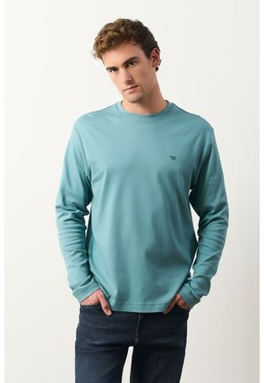 Camiseta Tejida Manga Larga Para Hombre Sabina Camiseta Tejida Manga Larga Para Hombre Sabina Agua Marina XL VÉLEZ