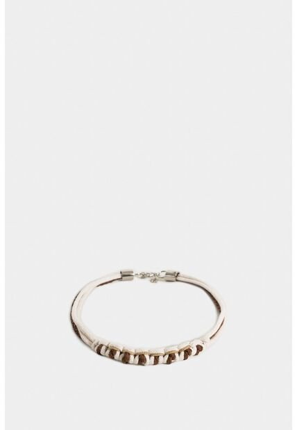 Collar Malaquita De Cuero Y Algodón Para Mujer Trenzado Collar Malaquita De Cuero Y Algodón Para Mujer Trenzado Miel VÉLEZ