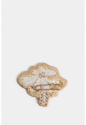 Pin Flor Bordado Para Mujer Sobre Textil Pin Flor Bordado Para Mujer Sobre Textil Dorado VÉLEZ