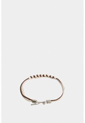 Collar Malaquita De Cuero Y Algodón Para Mujer Trenzado Collar Malaquita De Cuero Y Algodón Para Mujer Trenzado Miel VÉLEZ