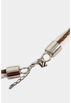 Collar Malaquita De Cuero Y Algodón Para Mujer Trenzado Collar Malaquita De Cuero Y Algodón Para Mujer Trenzado Miel VÉLEZ