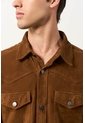 Camisa Mutara De Cuero Gamuzado Para Hombre Semi Ajustada Camisa Mutara De Cuero Gamuzado Para Hombre Semi Ajustada Tabaco M VÉLEZ de Vélez