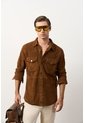 Camisa Mutara De Cuero Gamuzado Para Hombre Semi Ajustada Camisa Mutara De Cuero Gamuzado Para Hombre Semi Ajustada Tabaco M VÉLEZ de Vélez