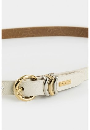 Cinturón Unifaz De Cuero Para Mujer Puntera Hexagonal Cinturón Unifaz De Cuero Para Mujer Puntera Hexagonal Blanco L VÉLEZ