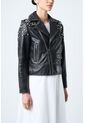 Chaqueta Biker De Cuero Para Mujer Cristales Chaqueta Biker De Cuero Para Mujer Cristales Negro M VÉLEZ de Vélez