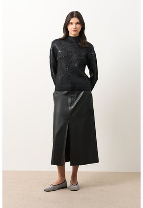 Sweater Tejido De Cuello Alto Para Mujer Nacarina Sweater Tejido De Cuello Alto Para Mujer Nacarina Negro L VÉLEZ