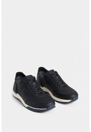 Tenis Vuelos De Cuero Para Hombre Combinación De Texturas Tenis Vuelos De Cuero Para Hombre Combinación De Texturas Negro 45 VÉLEZ