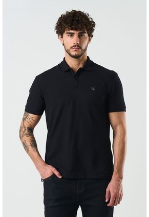 Polo Manga Corta Essential Para Hombre Textura Polo Manga Corta Essential Para Hombre Textura Negro S VÉLEZ