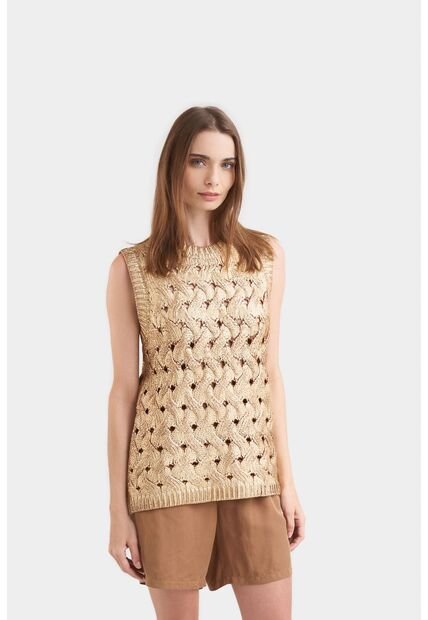Chaleco Alba Tejido Folia Para Mujer Rectilíneo Chaleco Alba Tejido Folia Para Mujer Rectilíneo Dorado XL Vélez