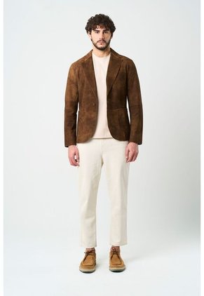 Blazer De Cuero Gamuzado Para Hombre Sole Blazer De Cuero Gamuzado Para Hombre Sole Miel XXL VÉLEZ