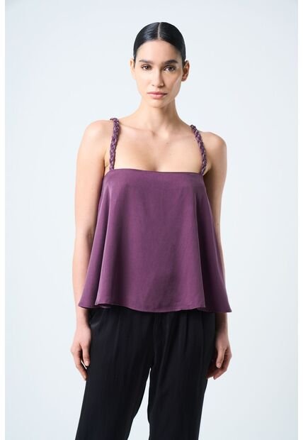 Camisa Canes Fit Holgado Para Mujer Detalle Trenzado Camisa Canes Fit Holgado Para Mujer Detalle Trenzado Mora XL VÉLEZ